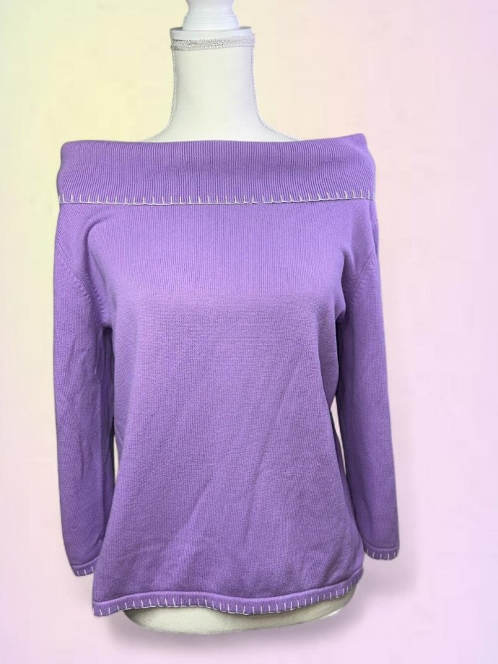 Rafaella Women's Purple off Shoulder Knit Sweater Size Large